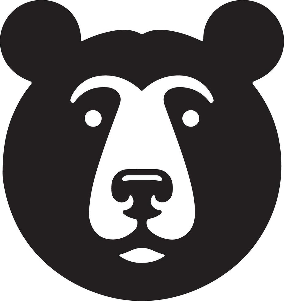 A stylized black and white illustration of a bear head with a simple design style vector