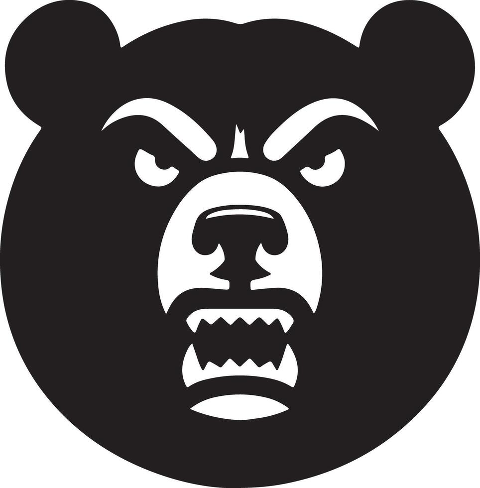 A stylized black bear head with white facial markings and an aggressive expression vector