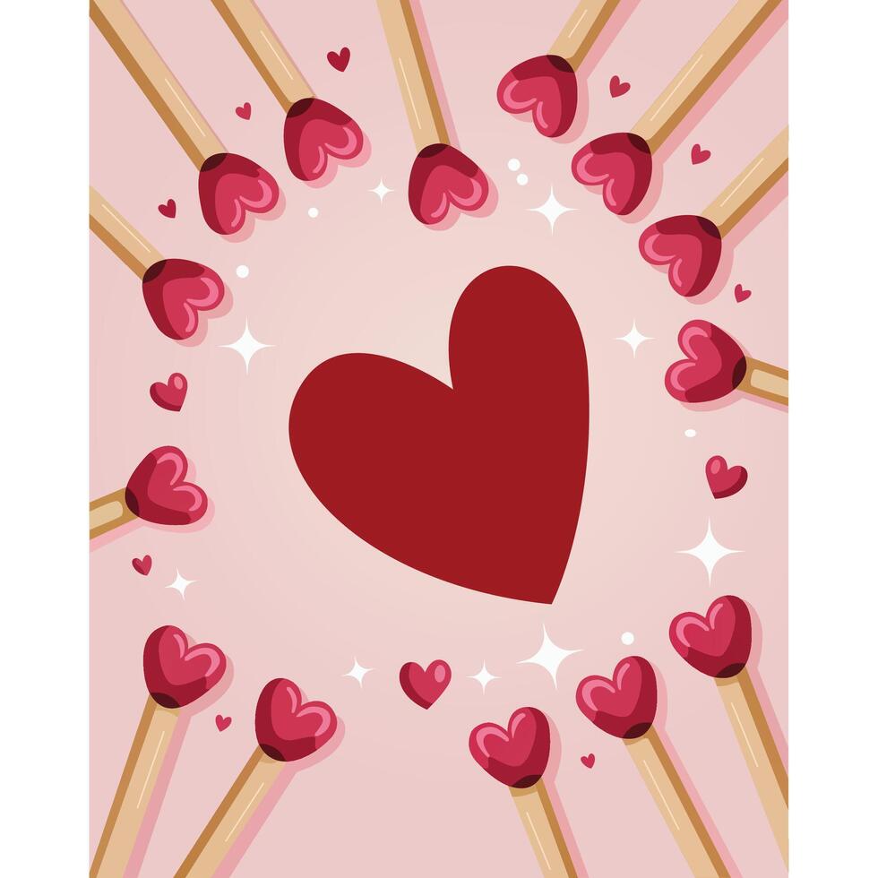 Romantic Matchstick Heart Illustration vector