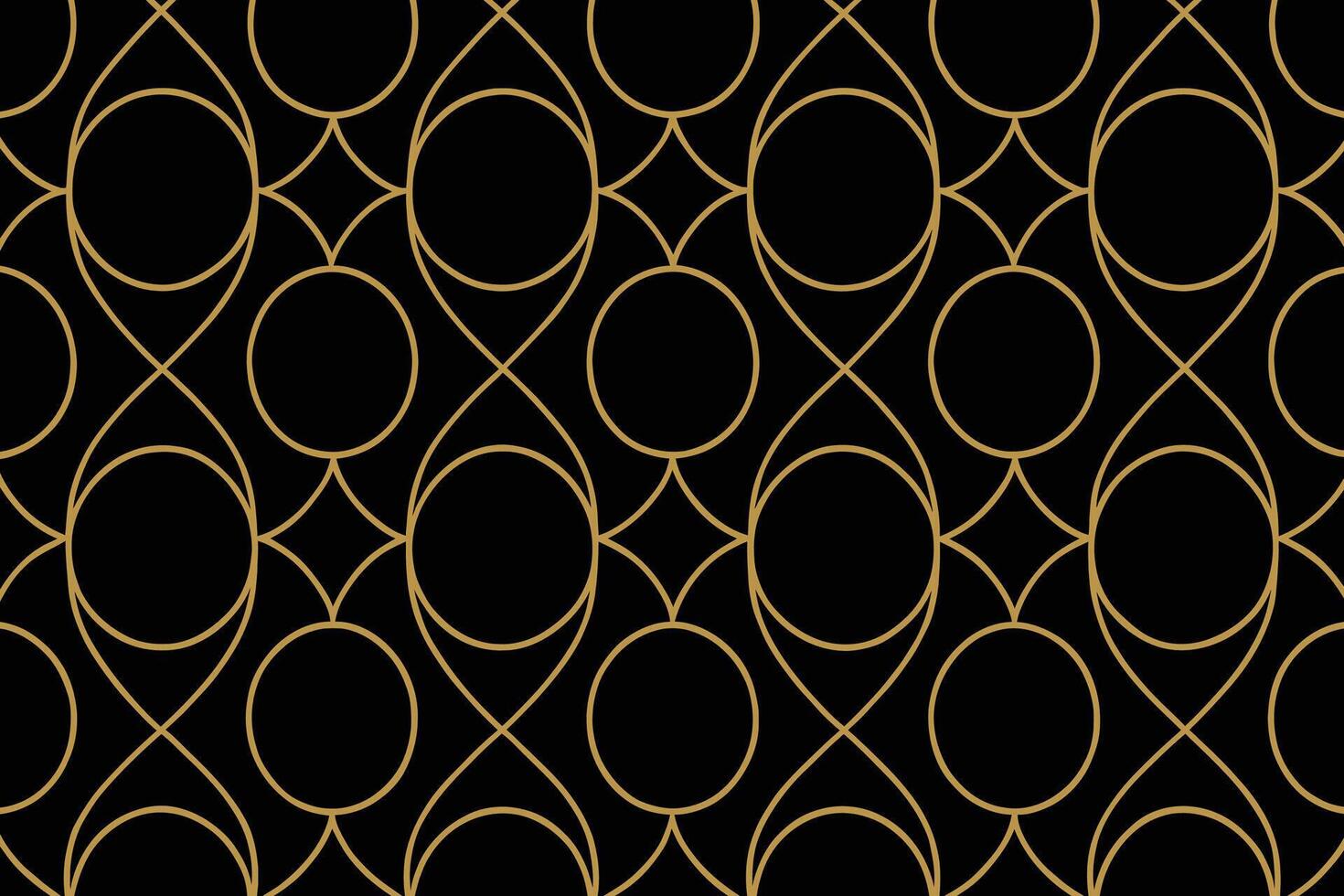 Art Deco circle pattern with refined golden lines on a deep black background vector
