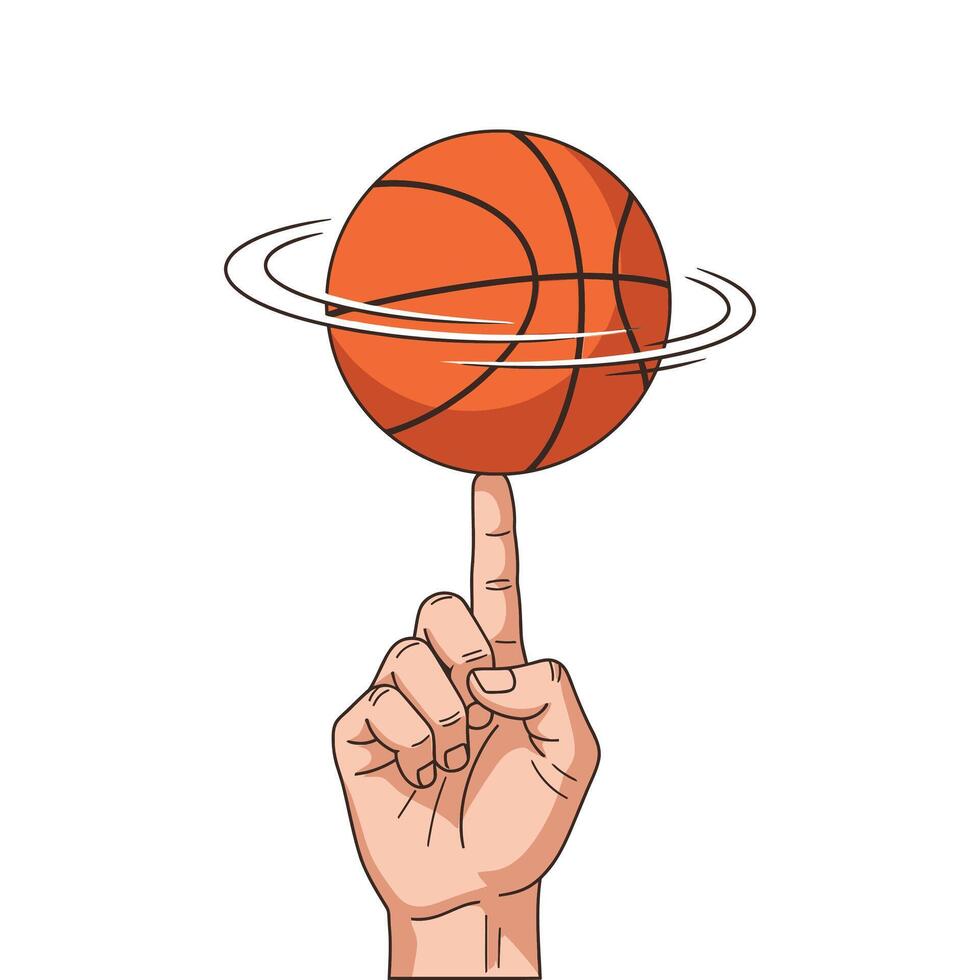 Basketball Spinning on Finger - A Detailed Sports Clipart with Motion Blur on White Background vector