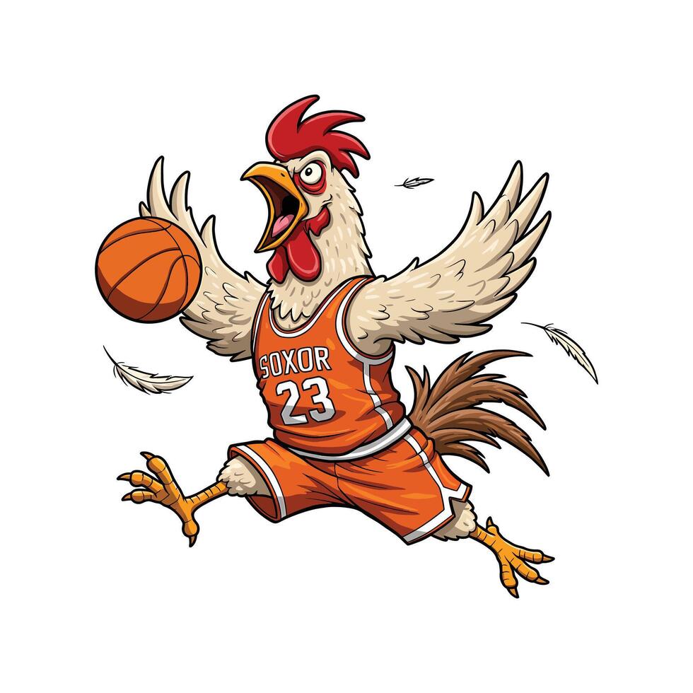 Funny Chicken Basketball Player Clipart vector