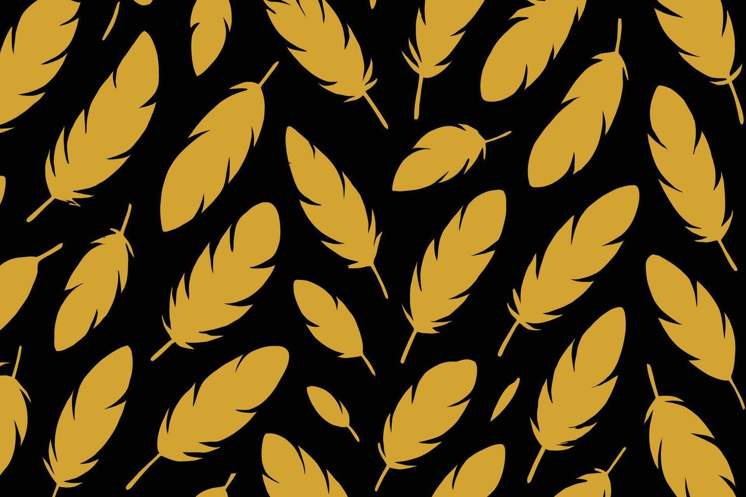 Gold Feather Pattern on Black - Elegant Minimal Design vector
