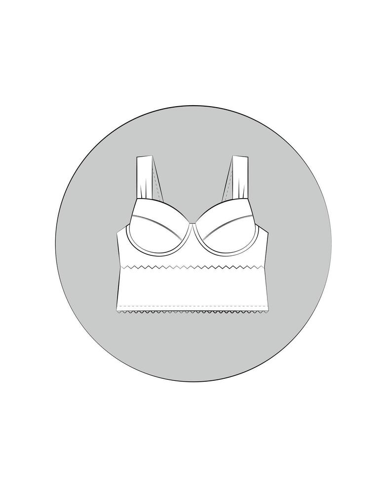 Black and white lingerie icon. Corset and bra on gray background vector
