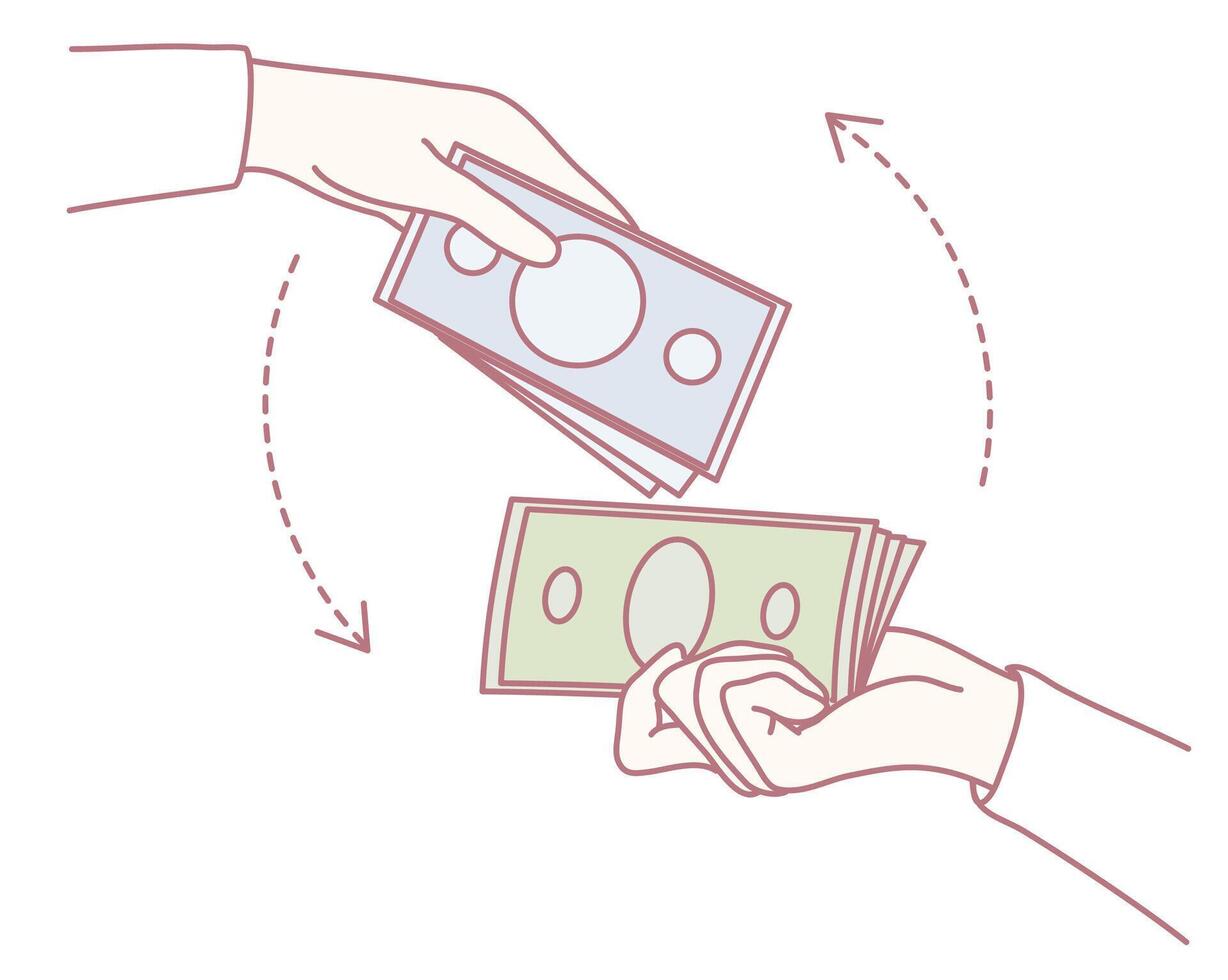 Understanding the Transaction Concept An Illustration of Money Exchange Practices in Finance vector