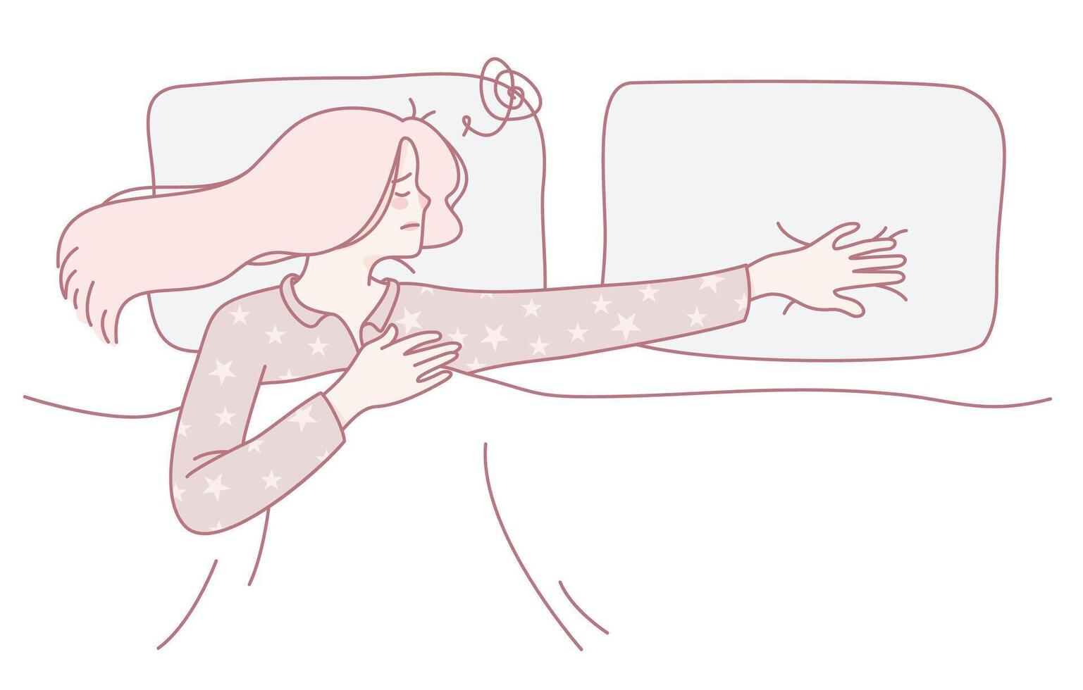 Lonely Sleeper Reaching Out in Bed on a Quiet Night, Seeking Comfort and Connection vector