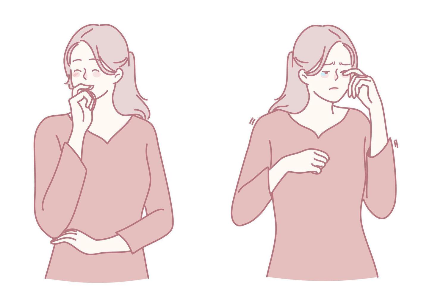 Expressions of Anxiety and Deep Reflection in Various Forms of Illustrative Artistry vector