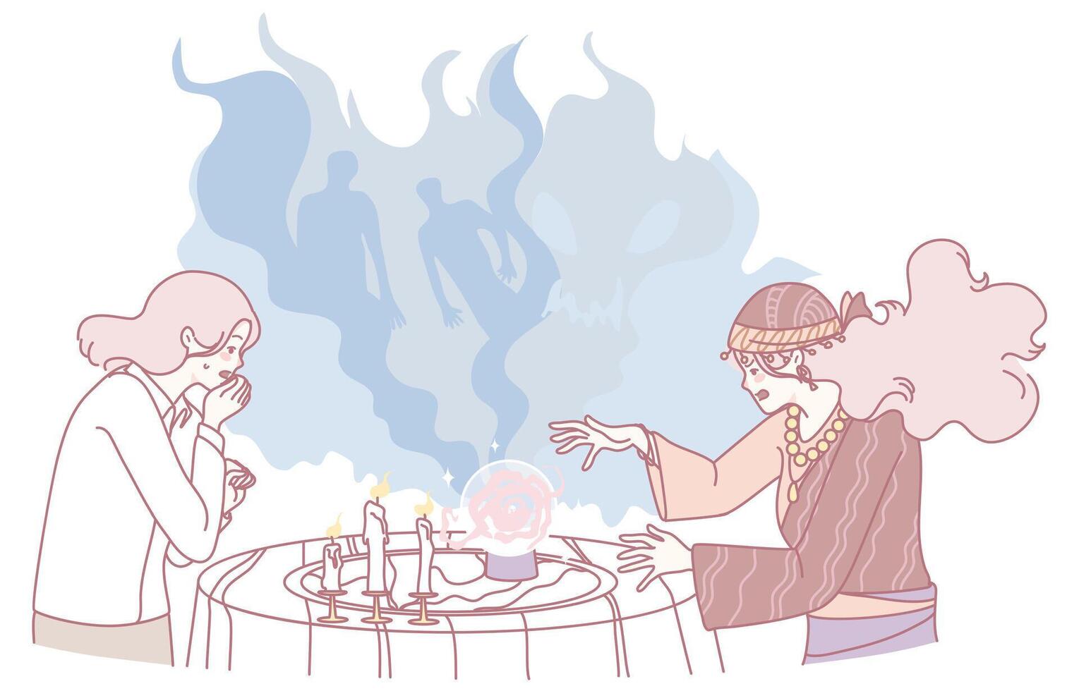 Engaging in Mystical Fortune Telling with a Crystal Ball Experience and Atmosphere vector