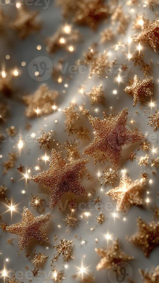 Golden glitter stars and sparkles create a festive and magical atmosphere for celebration photo