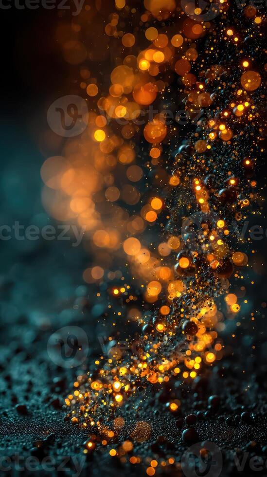 Bright golden particles create a mesmerizing display against a dark background during a night celebration photo