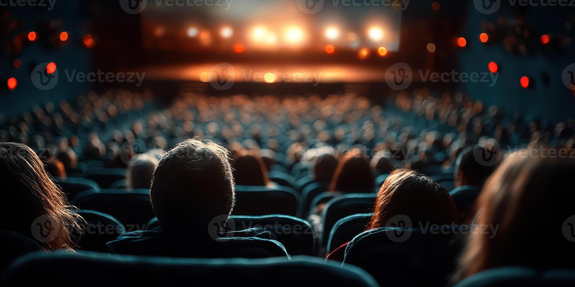 Audience enjoys a live performance in a dimly lit theater during a weekend evening event photo