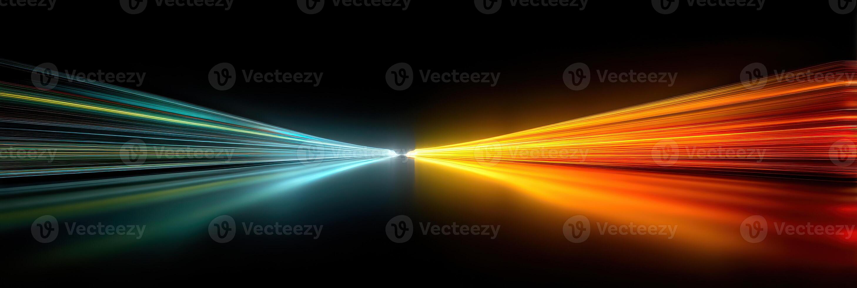Vivid light trails creating a dynamic representation of motion and energy in an abstract setting photo