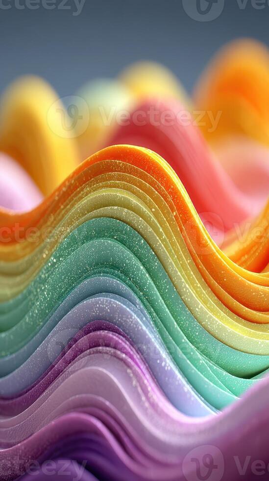 Colorful abstract layers create a mesmerizing wave pattern with soft textures in pastel shades photo