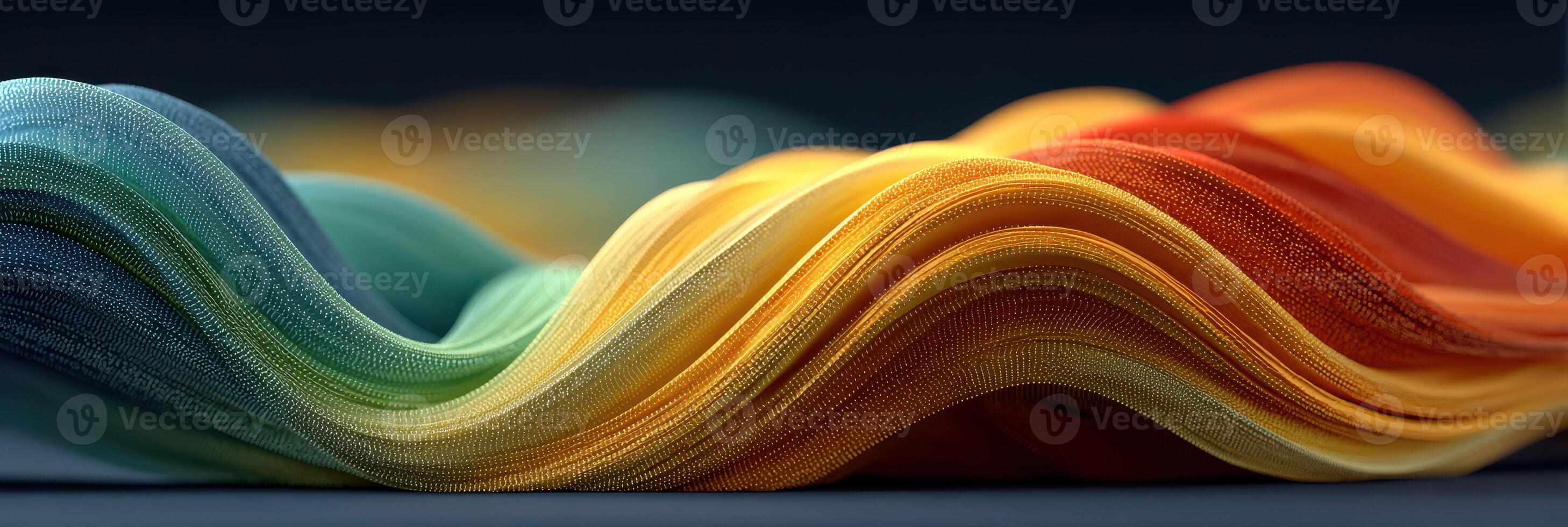 Colorful fabric waves display texture and movement in a dynamic artistic arrangement photo