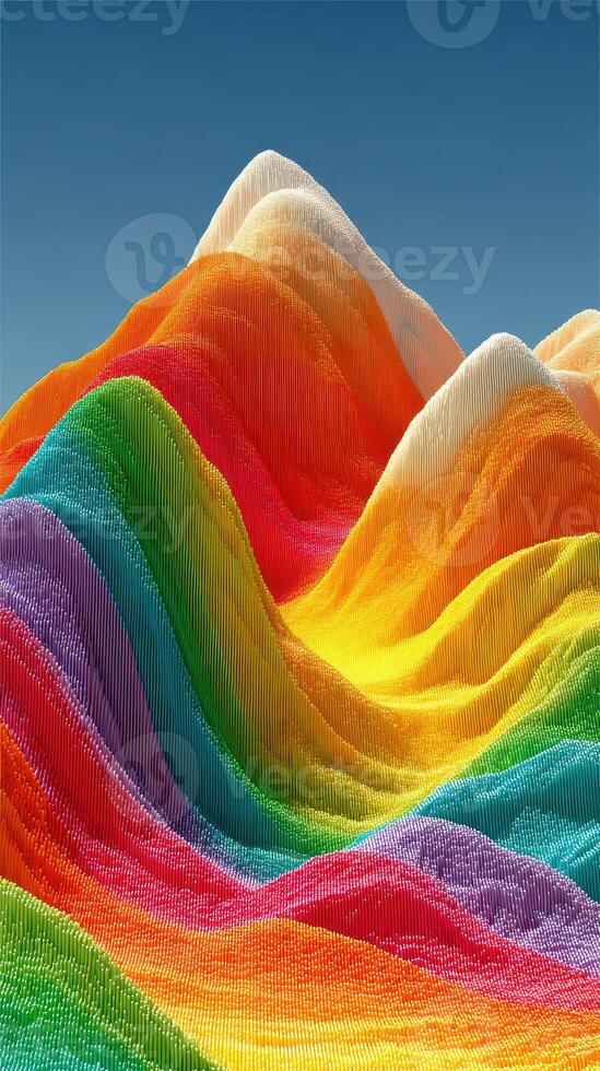 Colorful undulating hills create a mesmerizing landscape during bright daylight hours photo