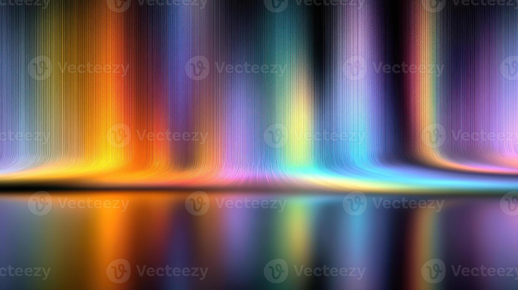 Colorful light display reflecting on a smooth surface at night photo