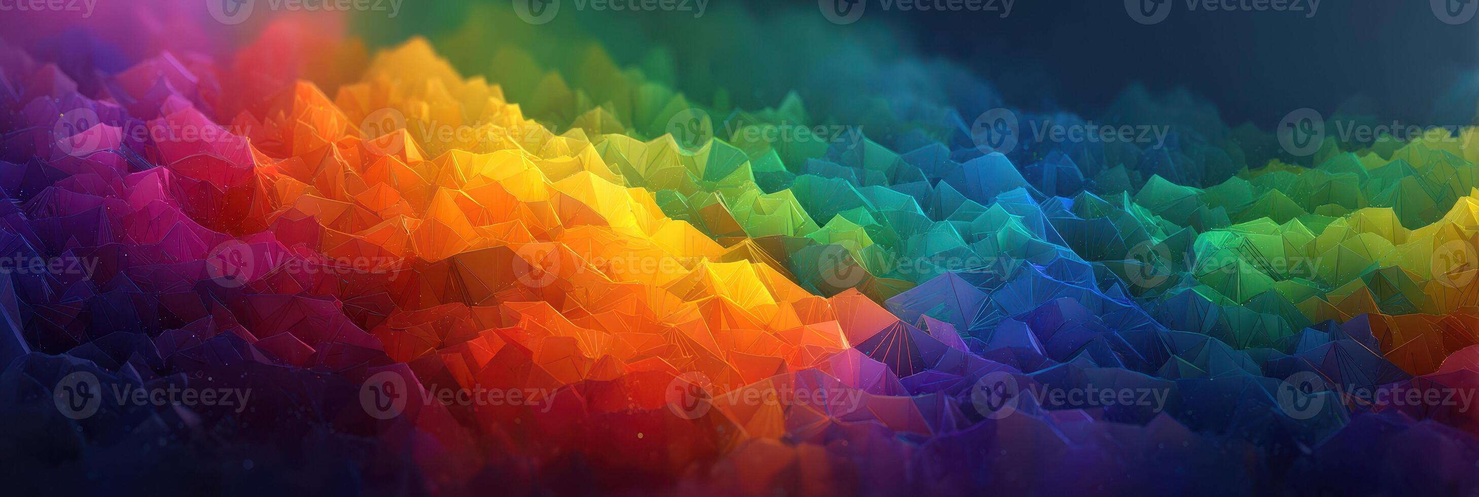 Colorful abstract waves create a vibrant and dynamic landscape in the digital realm during a late evening glow photo