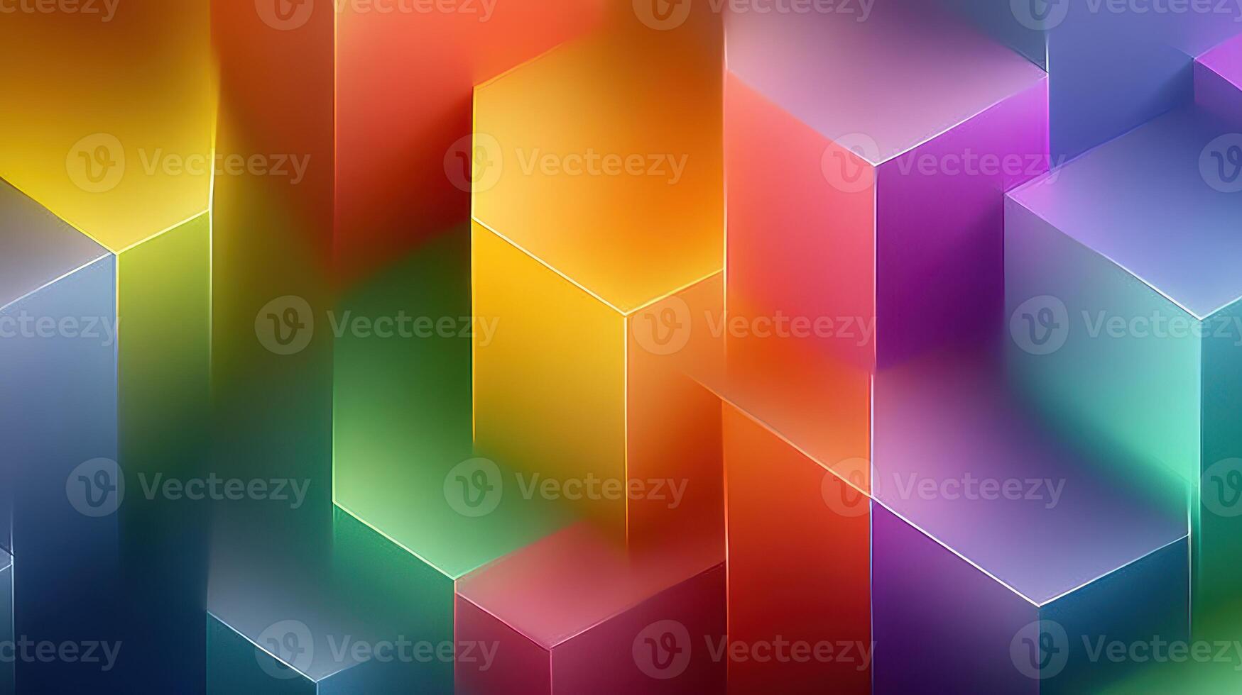 Vibrant geometric shapes create a colorful abstract design in a modern art style photo