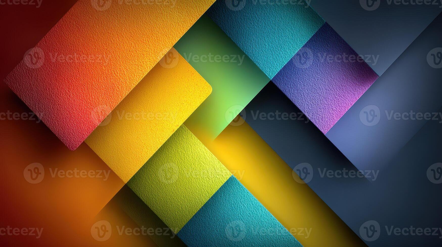 Colorful geometric abstract shapes creating a vibrant composition against a dark background photo
