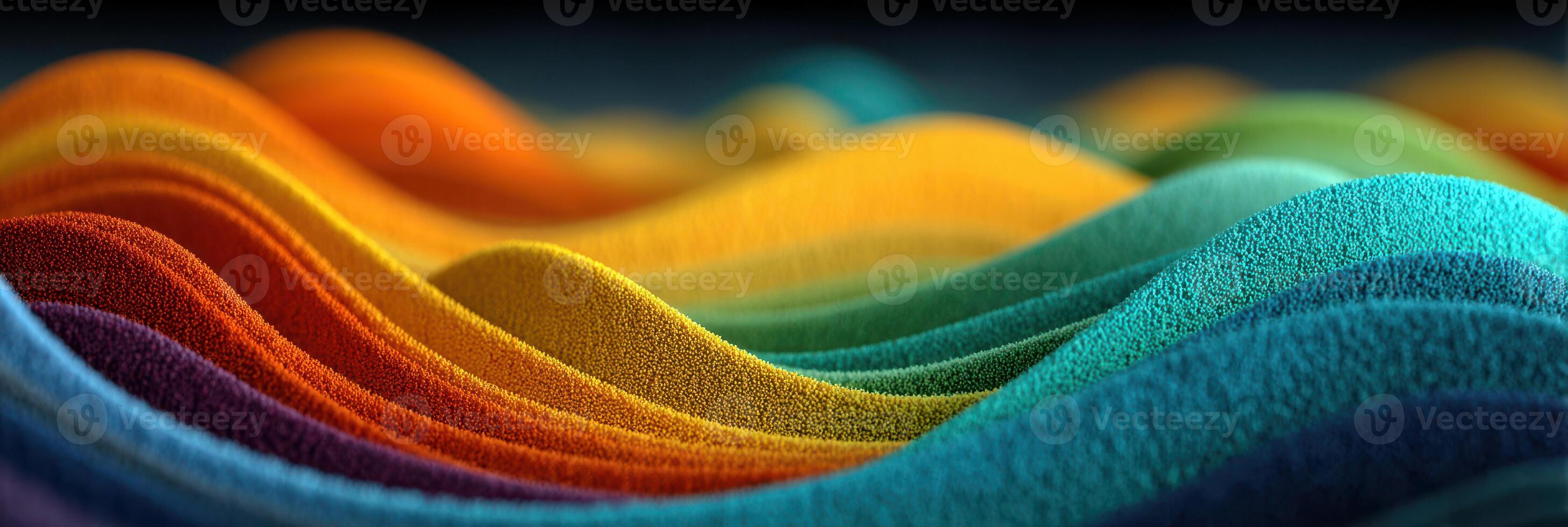 Colorful abstract waves create a vibrant visual display of textured patterns in a digital landscape photo