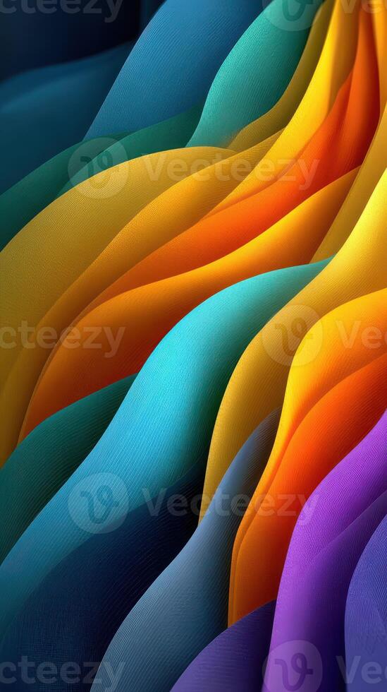 Colorful fabric waves create an abstract design reminiscent of flowing patterns in nature at a serene setting photo