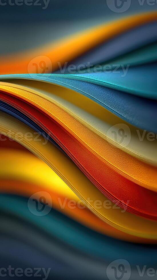 Colorful waves of textured fabric create an abstract display of vibrant hues in bright sunlight photo