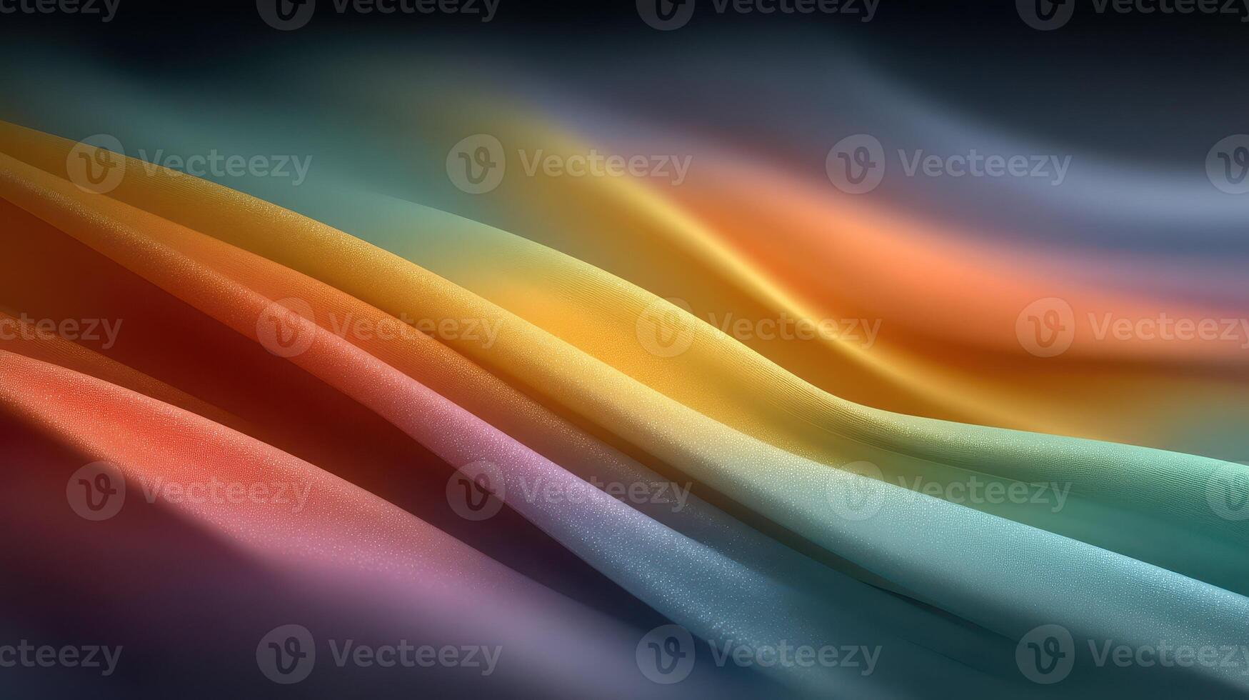 Colorful silk fabric drapes flowing gracefully in soft waves with vibrant hues blending beautifully together photo