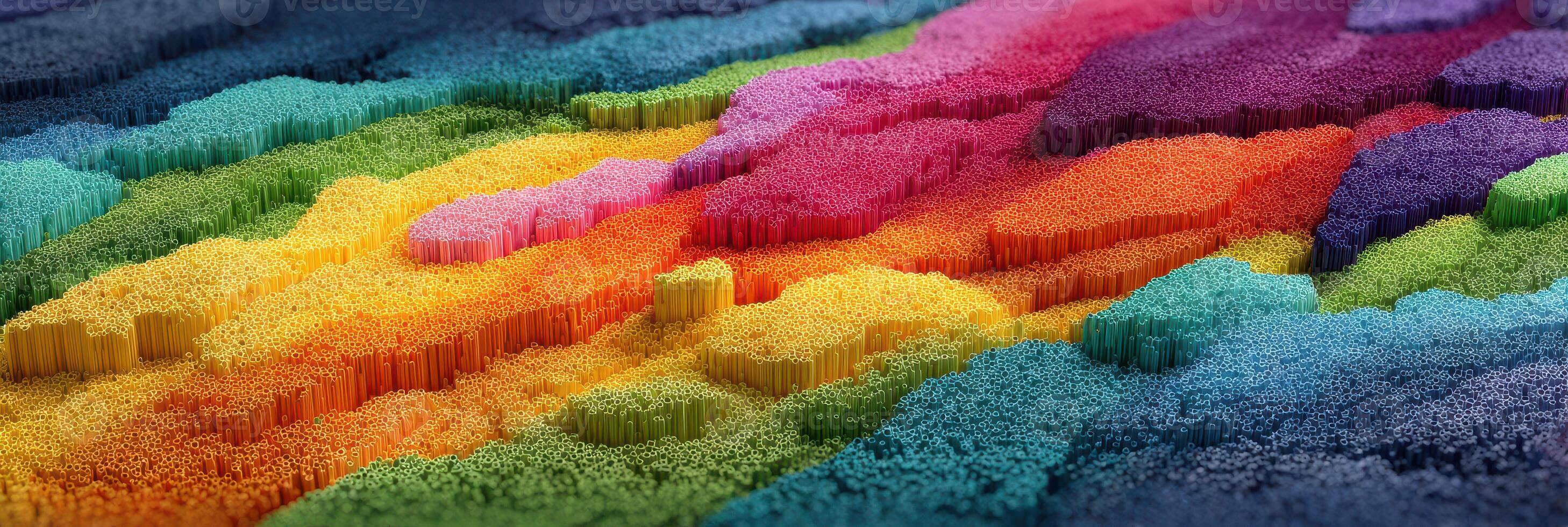 Colorful abstract landscape showcasing vibrant textures and patterns in a blend of different hues during sunny daylight photo