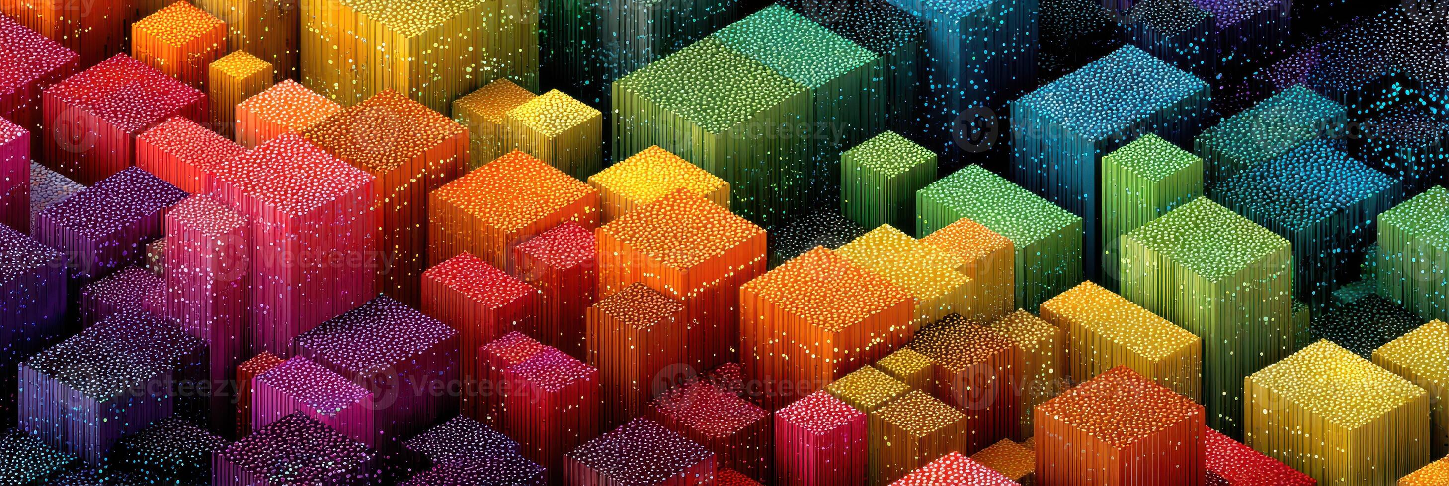 Colorful abstract digital art displaying vibrant geometric shapes in a modern design layout photo