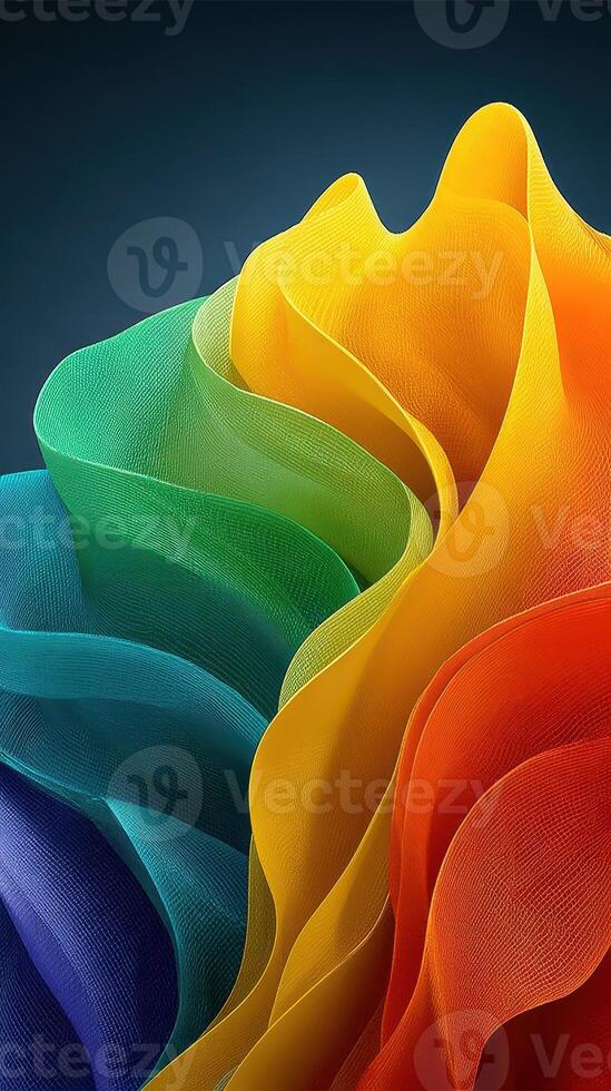 Colorful waves of fabric create a vibrant abstract texture in a studio setting photo
