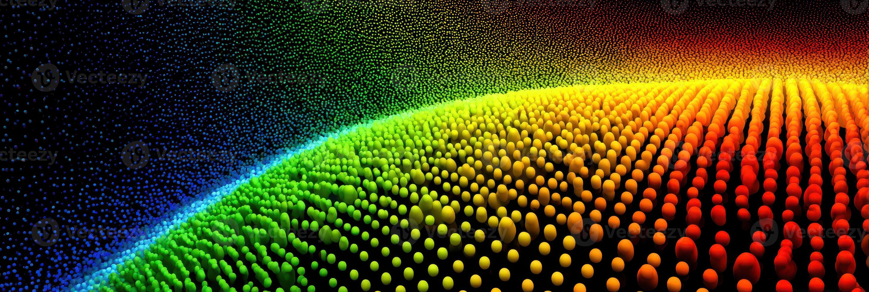 Colorful gradient pattern simulating rolling hills made of small dots creates a mesmerizing visual effect at sunset photo