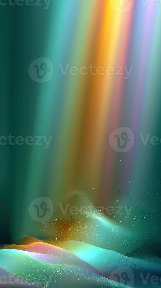 Colorful light beams create a vibrant display against a soft, ethereal background during a tranquil moment photo
