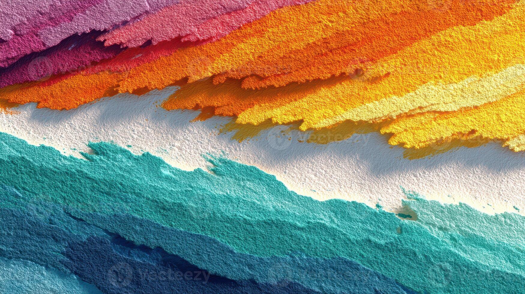 Colorful abstract painting showcasing vibrant brush strokes in warm and cool tones during daylight photo