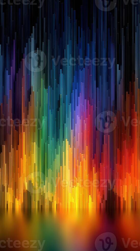 Colorful abstract display featuring vertical lines creating a vibrant gradient during an artistic event photo