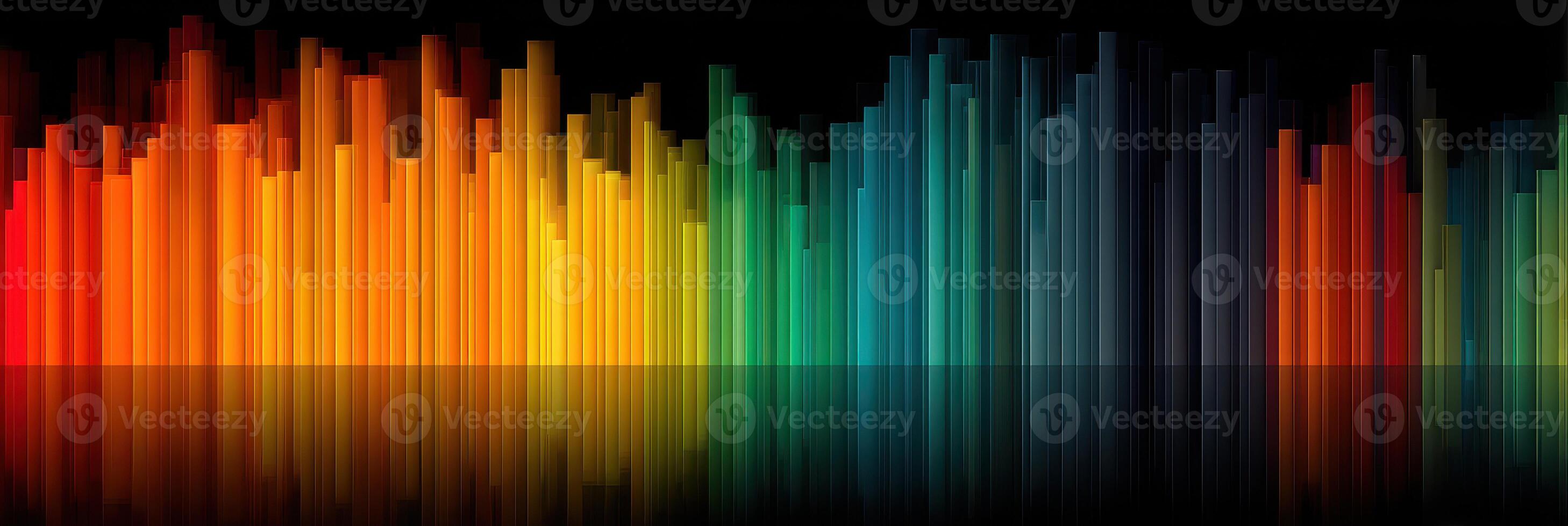 Colorful sound wave patterns illustrating audio levels in a modern design during a digital art display photo