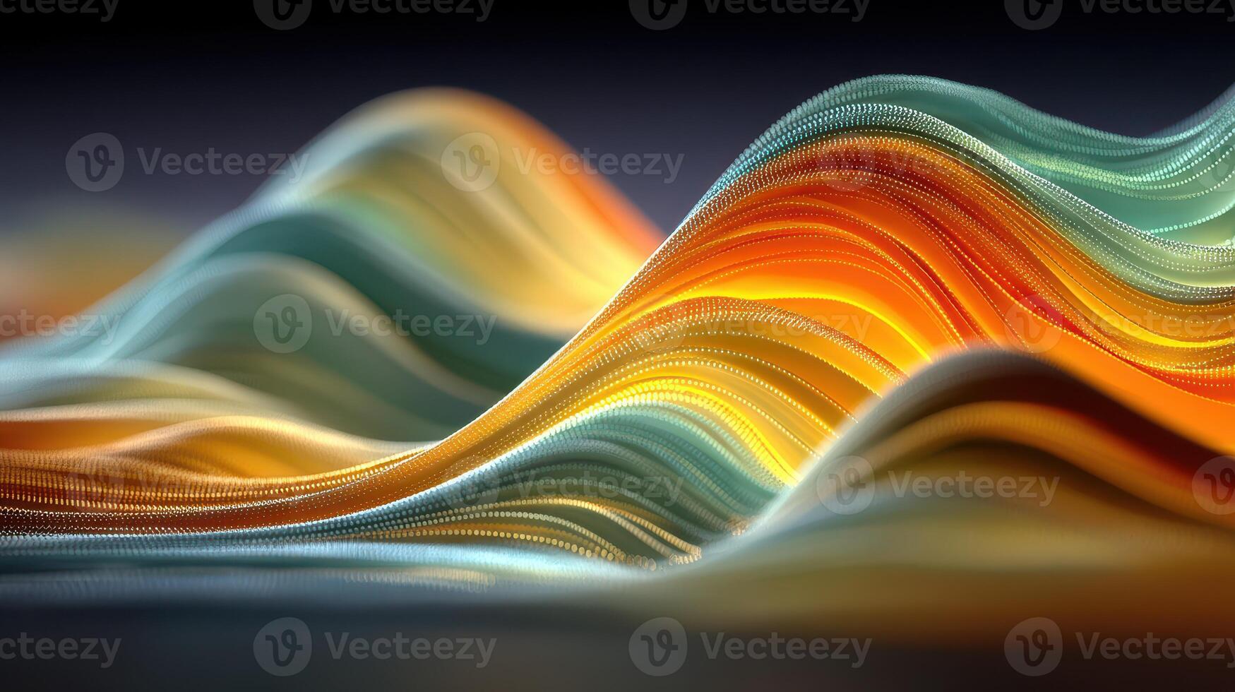 Colorful waves of digital abstraction flowing in a mesmerizing pattern with vibrant hues at dusk photo