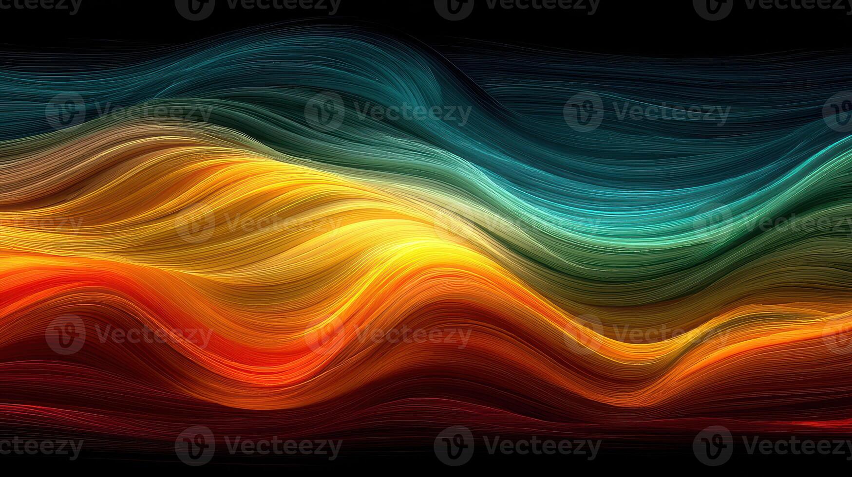 Colorful abstract waves flow seamlessly in vibrant shades across a dark backdrop photo