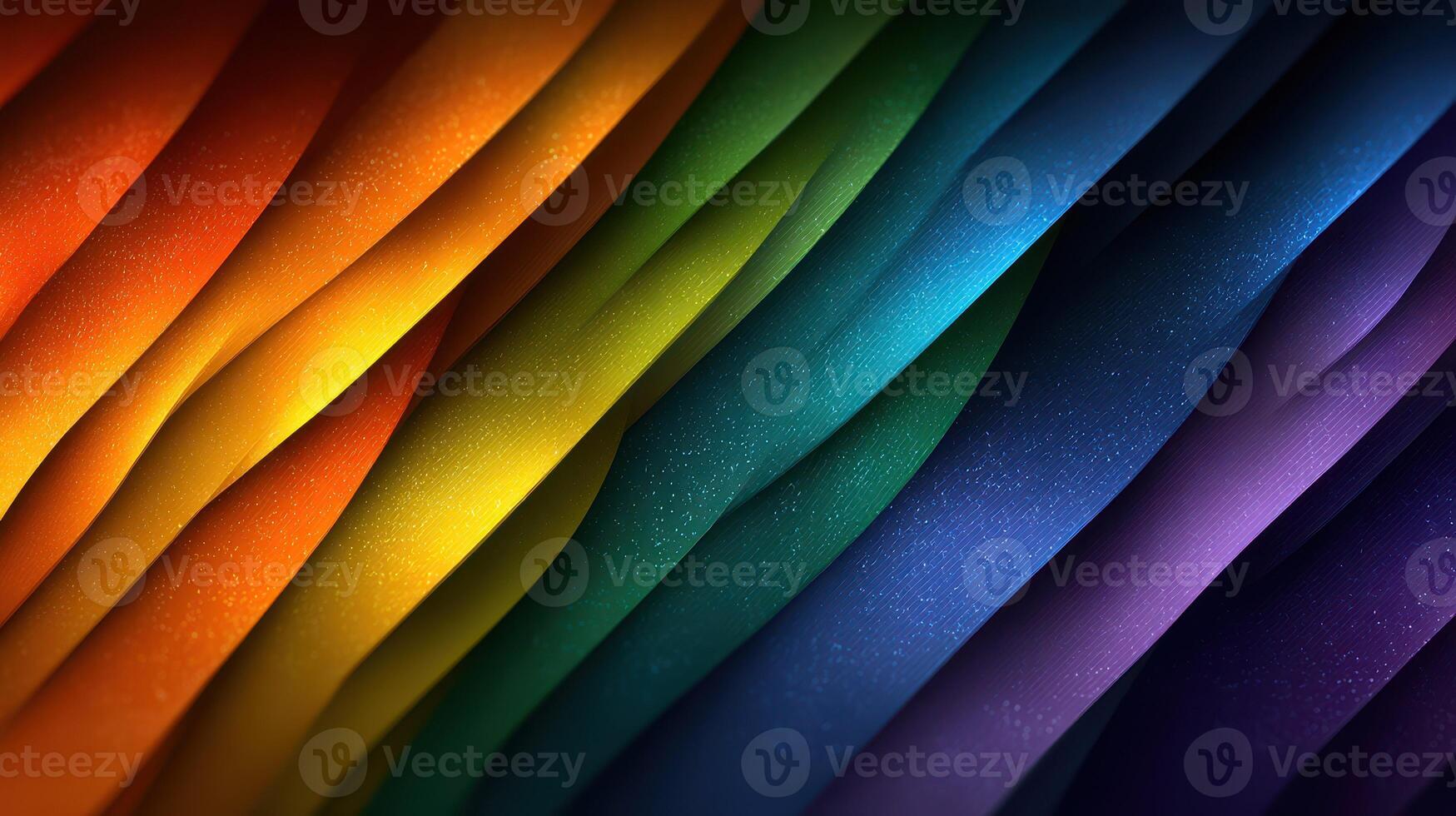 Vibrant rainbow fabric waves create a stunning visual display of color gradients and textures in warm lighting photo