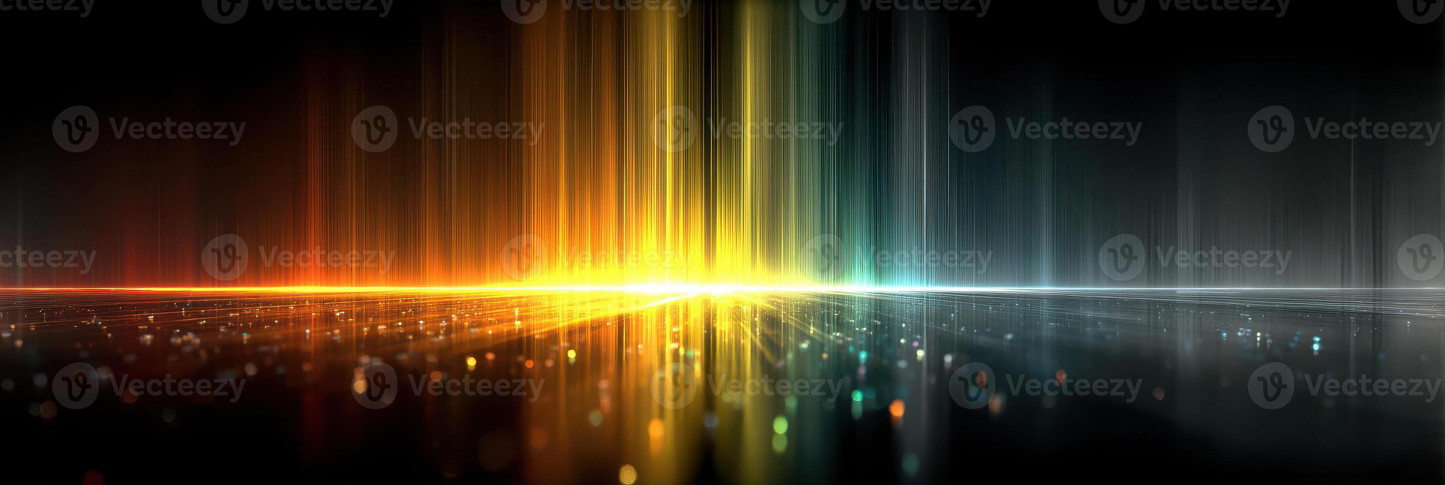 Vibrant light waves creating a colorful spectrum on a dark background photo