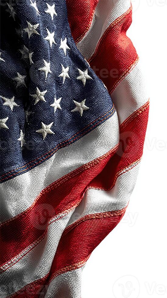 American flag draped gracefully showcasing stars and stripes in vibrant colors and textures photo