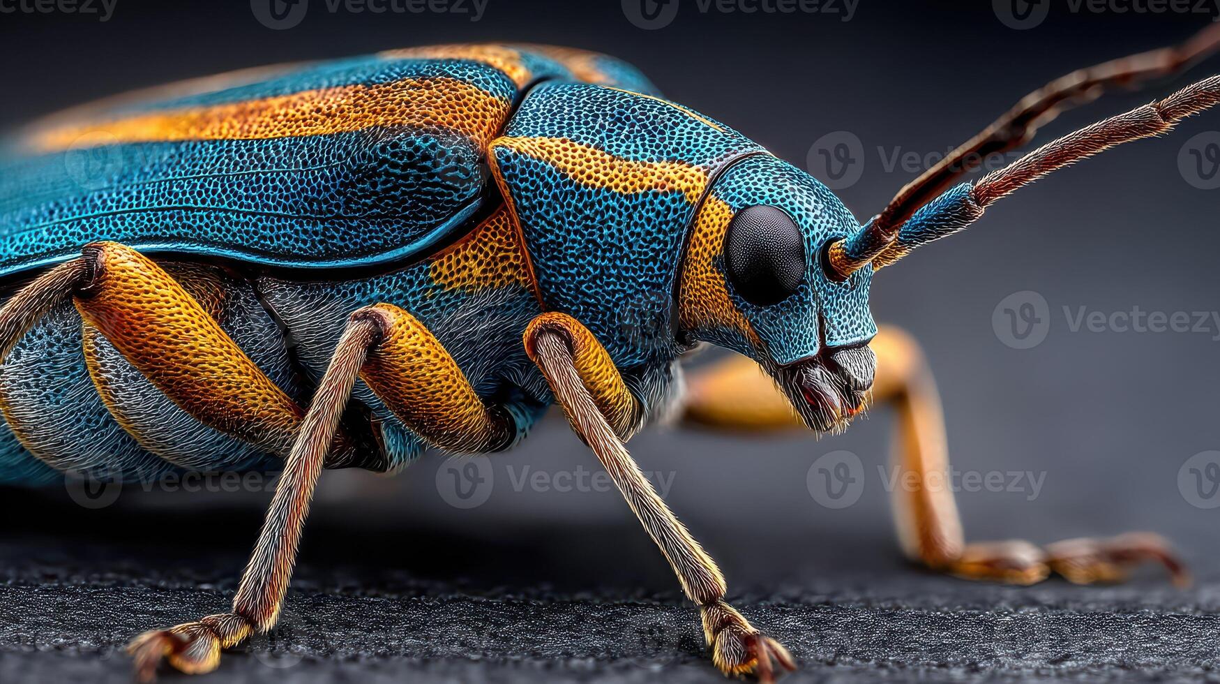 Colorful close-up of a metallic insect showcasing intricate patterns in a stunning macro photograph photo
