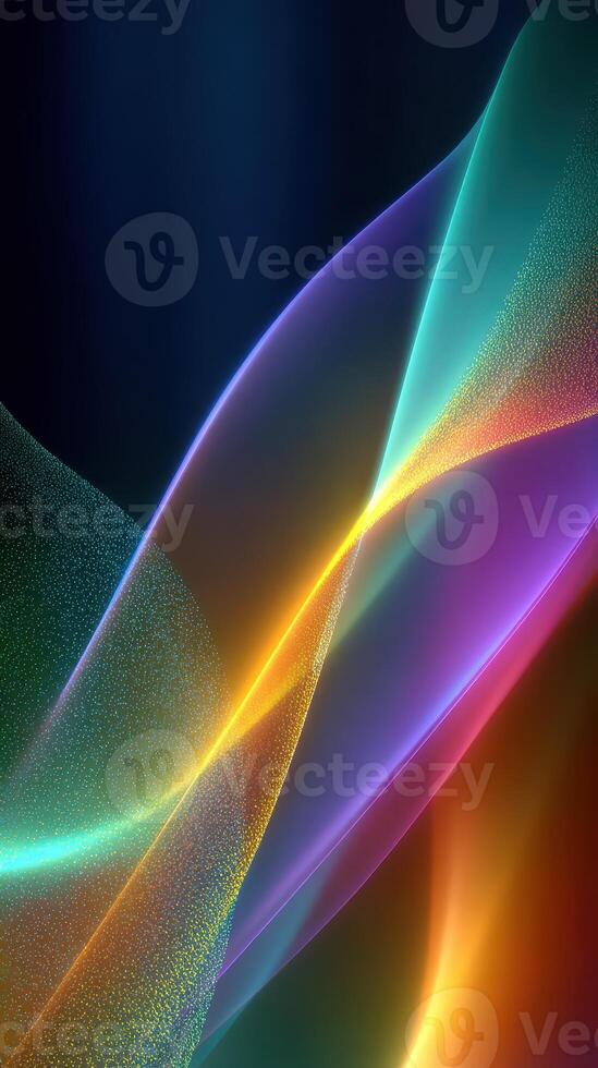 Colorful abstract light waves create a vibrant visual display at night photo