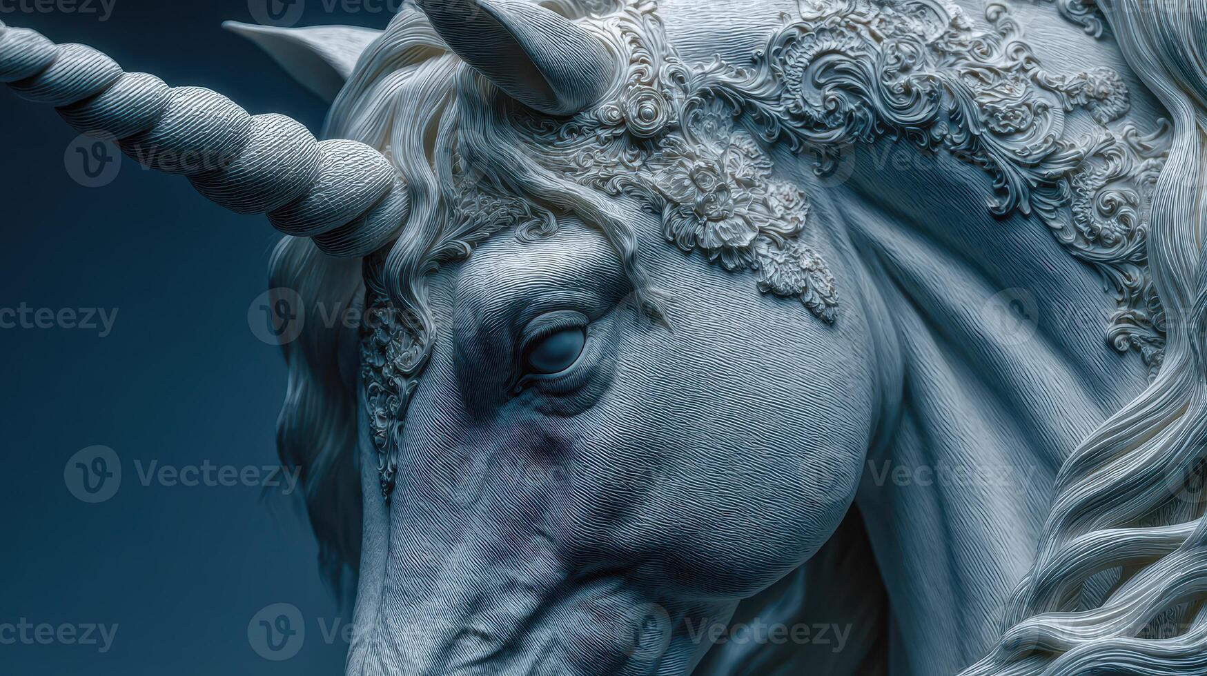 Intricate sculpture of a unicorn showcasing detailed craftsmanship and timeless elegance in a serene indoor setting photo