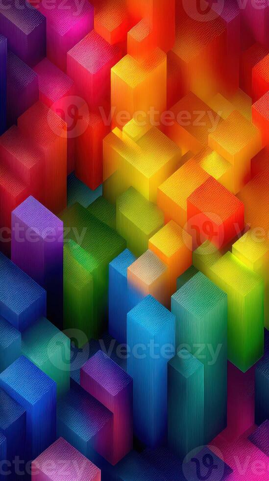 Colorful geometric shapes create a vibrant abstract design in a dynamic arrangement photo