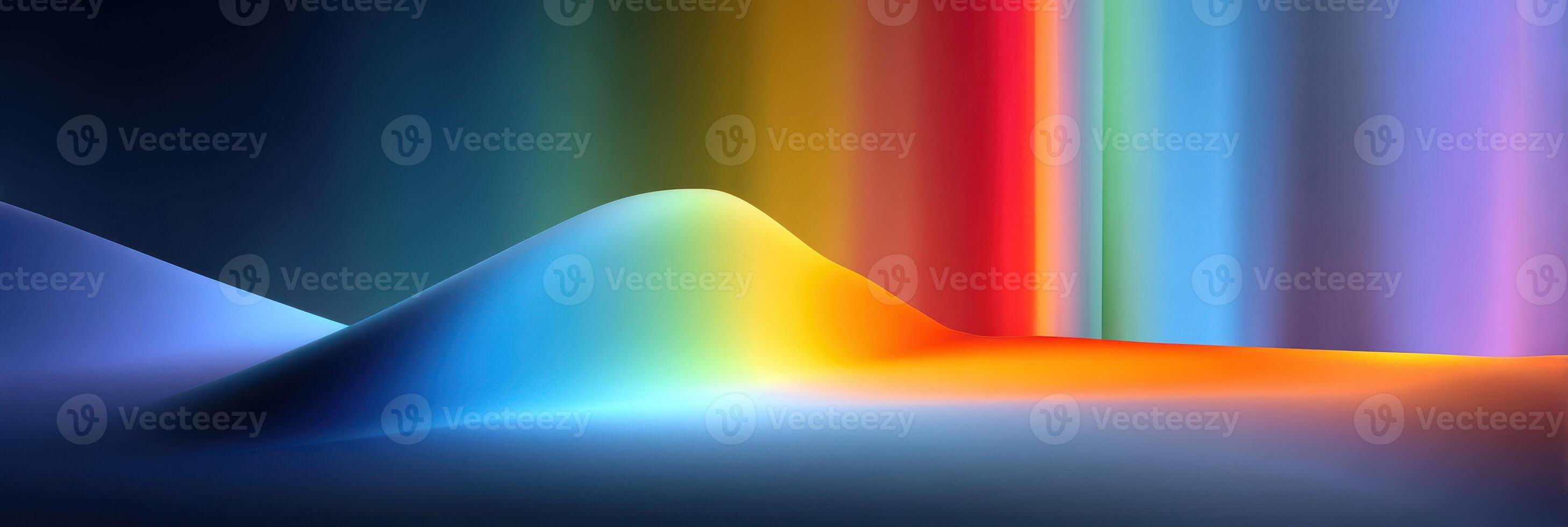 Colorful light spectrum reflecting on a smooth surface in a dimly lit environment during the evening photo