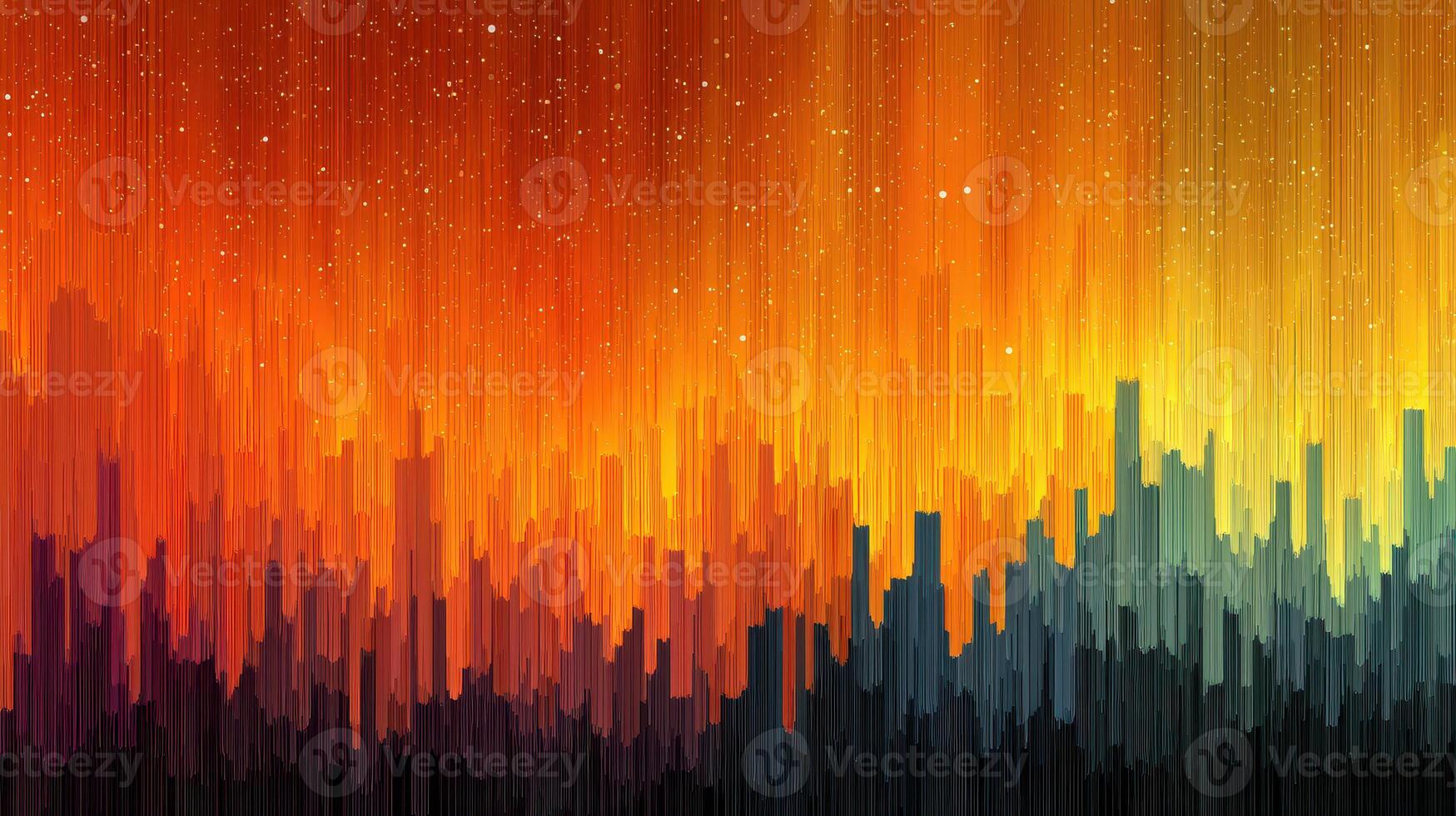 Vibrant warm and cool abstract background depicting a sunset-like gradient with vertical lines photo