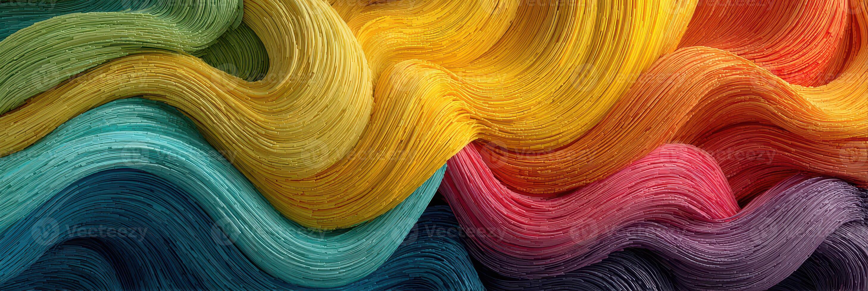 Vibrant abstract painting showcasing colorful brush strokes in flowing patterns photo