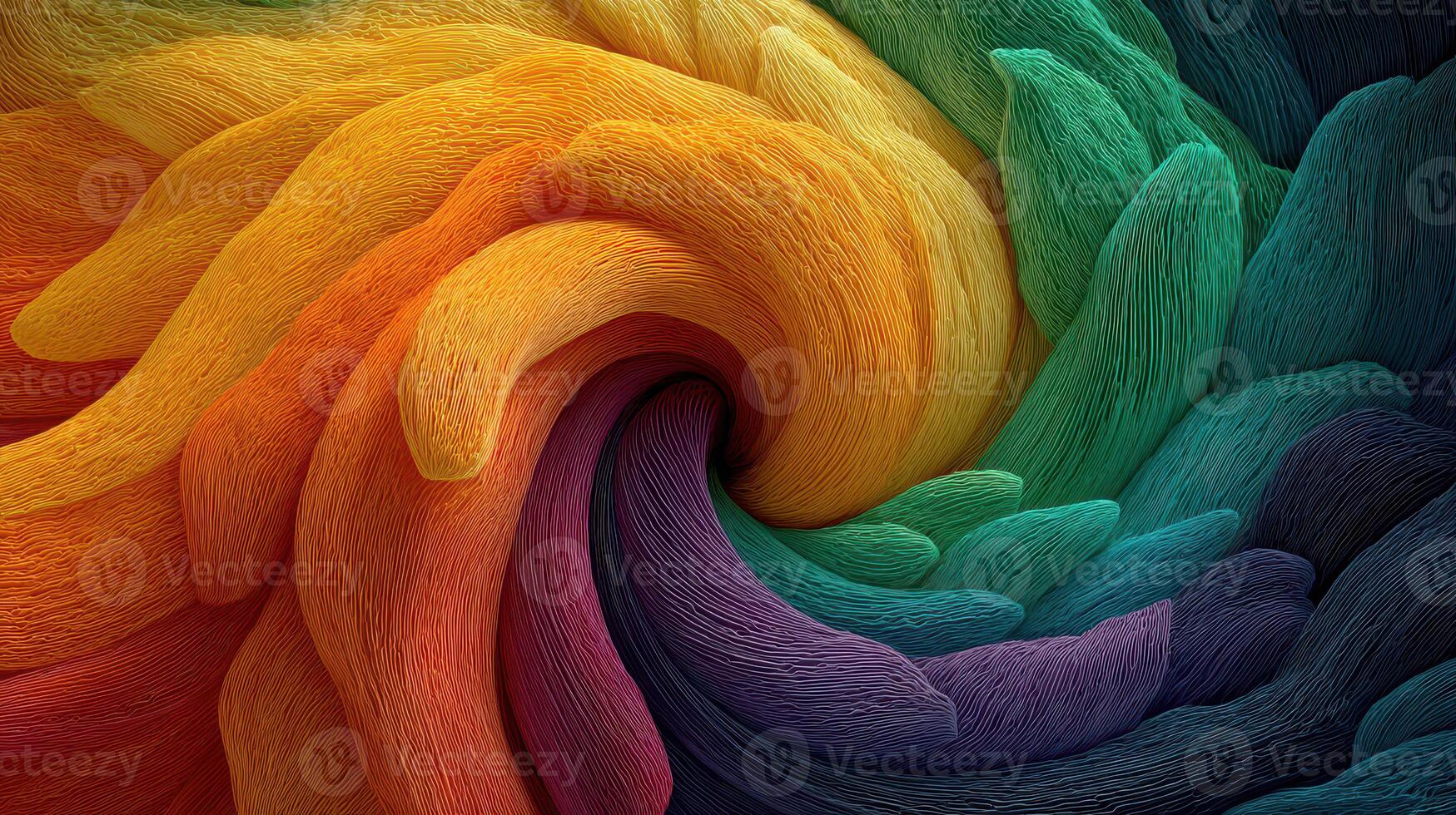 Colorful swirl of textured waves creates an abstract vibrant composition showcasing a blend of hues and tones in a captivating manner photo