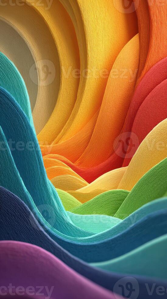 Colorful paper waves create vibrant patterns in abstract art showcasing a spectrum of hues from red to violet photo