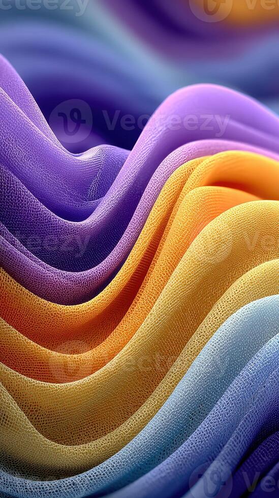 Colorful layers of fabric create a vibrant display of shades in a textured pattern photo